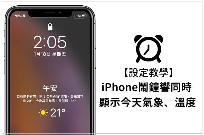 3秒快速设定！ iPhone闹钟响的同时，也显示今天气象和温度