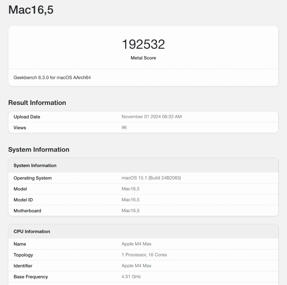 M4 Max 效能跑分现身 Geekbench，CPU 和 GPU 都比上一代至少快 20%