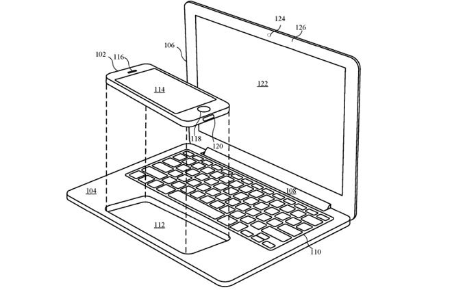 Macbook未来会挖一个洞放iPhone？ 苹果新专利亮相、iPhone可取代触控板