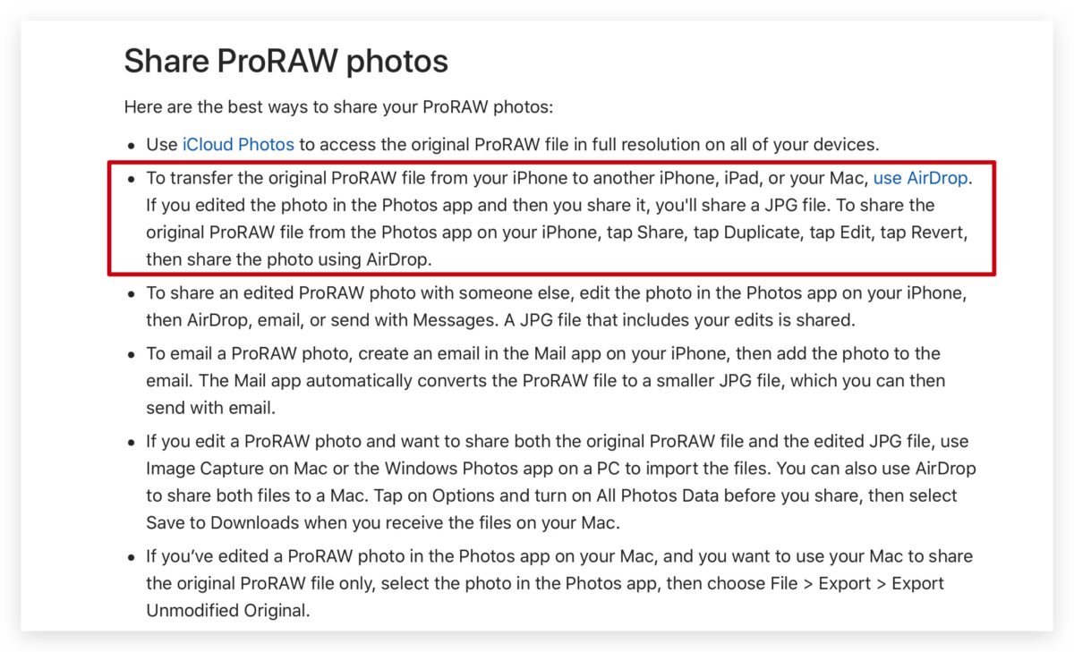 Lightning 苹果自己都嫌慢？ProRAW 文件官方建议用 AirDrop 来传输